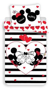 JERRY FABRICS Povlečení Mickey a Minnie stripes Bavlna, 140/200, 70/90 cm