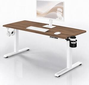 Elektrický stůl s nastavitelnou výškou ergonomický bílý/ořech,1600x800 mm: ARIA