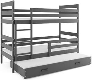 Dětská patrová postel ERYK 3 s přistýlkou | šedá Barva: Šedá / šedá, Rozměr: 160 x 80 cm