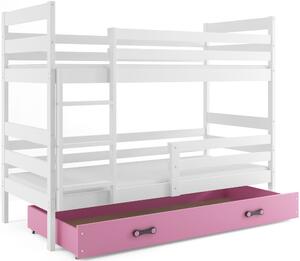 Dětská patrová postel ERYK | bílá Barva: bílá / růžová, Rozměr: 160 x 80 cm