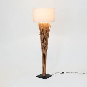 Stojací lampa Palmaria, barva dřeva/béžová, výška 177 cm, dřevo