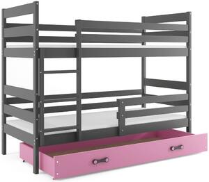 BMS Group Dětská patrová postel s úložným prostorem ERYK grafit Velikost postele: 200x90 cm, Barva šuplíku: Grafit
