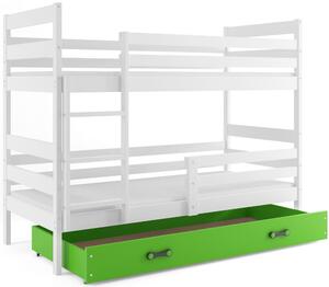 Dětská patrová postel ERYK | bílá Barva: bílá / zelená, Rozměr: 160 x 80 cm