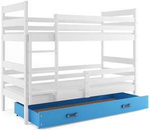 Dětská patrová postel ERYK | bílá Barva: bílá / modrá, Rozměr: 160 x 80 cm