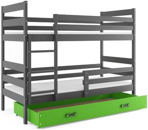 Dětská patrová postel ERYK / šedá Barva: Šedá / zelená, Rozměr: 160 x 80 cm