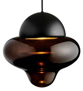 Závěsné svítidlo Nutty XL LED, hnědá / černá, Ø 30 cm, sklo