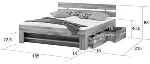 BRADOP BRADOP Dubová postel se zásuvkami TINA 180×200