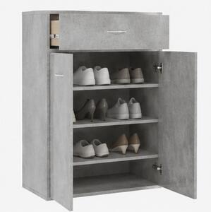 Skříňka na boty, botník, 1 zásuvka, 2 dvířka, dřevo, 85x61x36 cm, beton šedá, Dekorino BB20260063