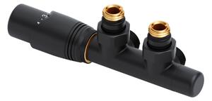 Emmy Design Termostatický ventil Viola levý pro koupelnové radiátory, středové přípojení, černá