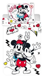JERRY FABRICS Povlečení Mickey a Minnie Retro Heart Polyester, 140/200, 70/90 cm