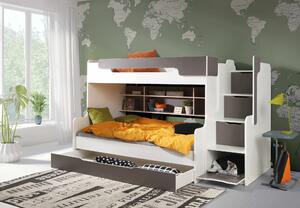 Dětská patrová postel HARRY Barva: Bílá/šedá