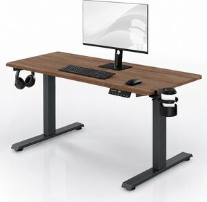Elektrický stůl s regulací výšky ergonomický antracitový/ořech,1400x700 mm: ARIA