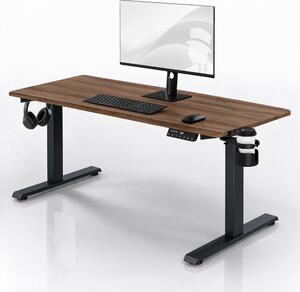 Elektrický stůl s regulací výšky ergonomický antracitový/ořech,1600x800 mm: ARIA