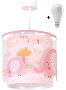 Dalber 61332S LITTLE ELEPHANT - Dětské závěsné růžové svítidlo + Dárek LED žárovka (Dětský lustr s motivem růžových sloníků)
