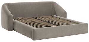 -25 % Dny MOMENTI– Cosmopolitan Design Hnědá sametová dvoulůžková postel Campi 160 x 200 cm s úložným prostorem