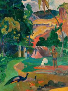Obrazová reprodukce Landscape with Peacocks (Vintage Tahitian Landscape) - Paul Gauguin, (30 x 40 cm)