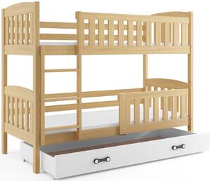 Dětská patrová postel KUBUŠ | borovice Barva: Borovice / bílá, Rozměr: 200 x 90 cm