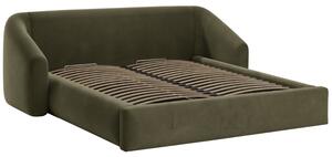 -25 % Dny MOMENTI– Cosmopolitan Design Zelená sametová dvoulůžková postel Campi 160 x 200 cm s úložným prostorem