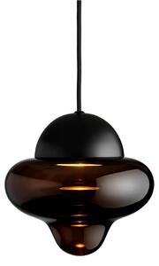 Závěsné svítidlo LED Nutty, hnědá / černá, Ø 18,5 cm, sklo
