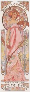 Obrazová reprodukce Moët & Chandon White Star Champagne (Beautiful Art Nouveau Lady, Advertisement) - Alfons / Alphonse Mucha, (20 x 60 cm)