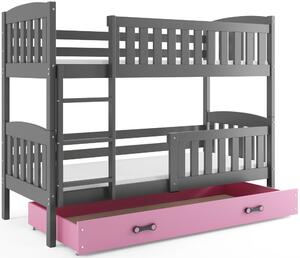 Dětská patrová postel Kubus / ŠEDÁ Barva: Šedá / růžová, Rozměr: 190 x 80 cm