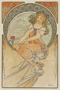 Obrazová reprodukce The Arts 3, Heavily Distressed (Beautiful Vintage Art Nouveau Lady) - Alfons / Alphonse Mucha, (26.7 x 40 cm)