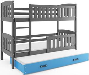 Dětská patrová postel kubus 3 s přistýlkou / šedá Barva: Šedá / Modrá, Rozměr: 190 x 80 cm