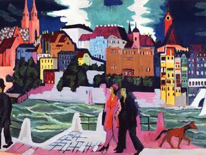 Obrazová reprodukce View of Basel & The Rhine (People Walking in the City) - Ernst Ludwig Kirchner, (40 x 30 cm)