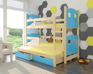 ArtAdr Dětská patrová postel LETICIA Barva: Borovice / modrá