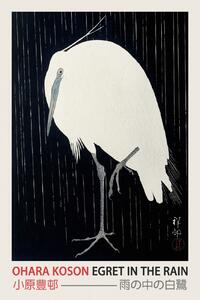 Obrazová reprodukce Egret in the Rain (Japanese Woodblock Japandi print) - Ohara Koson, (26.7 x 40 cm)