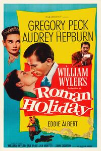 Obrazová reprodukce Roman Holiday, Ft. Audrey Hepburn & Gregory Peck (Vintage Cinema / Retro Movie Theatre Poster / Iconic Film Advert), (26.7 x 40 cm)