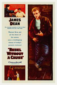 Obrazová reprodukce Rebel without a cause, Ft. James Dean (Vintage Cinema / Retro Movie Theatre Poster / Iconic Film Advert), (26.7 x 40 cm)