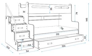 BMS Group Dětská multifunkční postel se schůdky s úložným prostorem MAX 3 200x120 bílá
