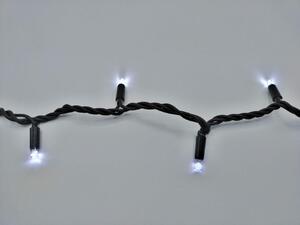 Venkovní LED vánoční řetěz, černý kabel, studená bílá, 10m, 100 LED