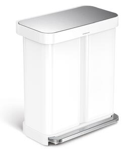 Pedálový odpadkový koš Simplehuman na tříděný odpad – 58l (34/24), bílá ocel
