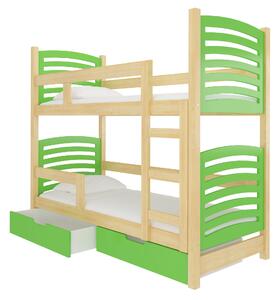 ArtAdr Dětská patrová postel OSUNA Barva: Borovice / zelená