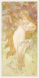 Obrazová reprodukce The Seasons: Spring (Art Nouveau Portrait) - Alphonse Mucha, (20 x 40 cm)