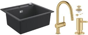 Sada granitový dřez Grohe K700 31651AP0, kuchyňská baterie Grohe Minta 32321GN2, 40535GN0, 40400GN0