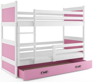 Dětská patrová postel RICO | bílá 90 x 200 cm Barva: Růžová