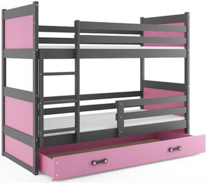 Dětská patrová postel RICO | šedá 80 x 160 cm Barva: Růžová