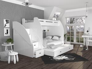 Dětská patrová postel s přistýlkou zúžit 3 Barva Zuzia: bílá/bílá
