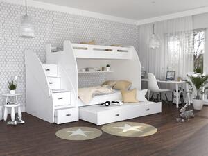 Dětská patrová postel s přistýlkou zúžit 3 Barva Zuzia: bílá/bílá