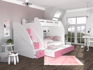 ArtAJ Dětská patrová postel s přistýlkou zúžit 3 Barva Zuzia: bílá/zelená