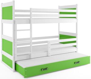BMS Group Dětská patrová postel s přistýlkou RICO bílá Velikost postele: 200x90 cm, Barva šuplíku: Grafit