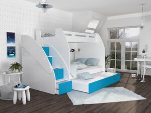 ArtAJ Dětská patrová postel s přistýlkou zúžit 3 Barva Zuzia: bílá/zelená