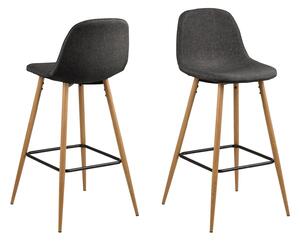 ACTONA Sada 2 ks − Barová židle Wilma šedá 101 × 46.6 × 51 cm