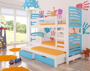 ArtAdr Dětská patrová postel s přistýlkou SORIA Barva: bílá / modrá