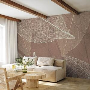 Fototapety detailní záběr listů s žilkami v barvách světlé čokolády, Fototapety příroda, w02520v1 : uwalls.cz