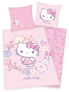 HERDING Povlečení Hello Kitty květy Bavlna, 140/200, 70/90 cm
