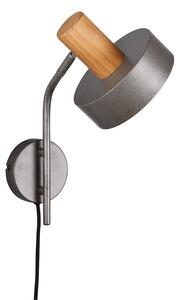 Trio Leuchten 209500167 GAYA - Retro nástěnná lampa s dřevěným prkem a vypínačem na kabelu 1 x E14 (Nástěnná lampička s kabelem do zásuvky)